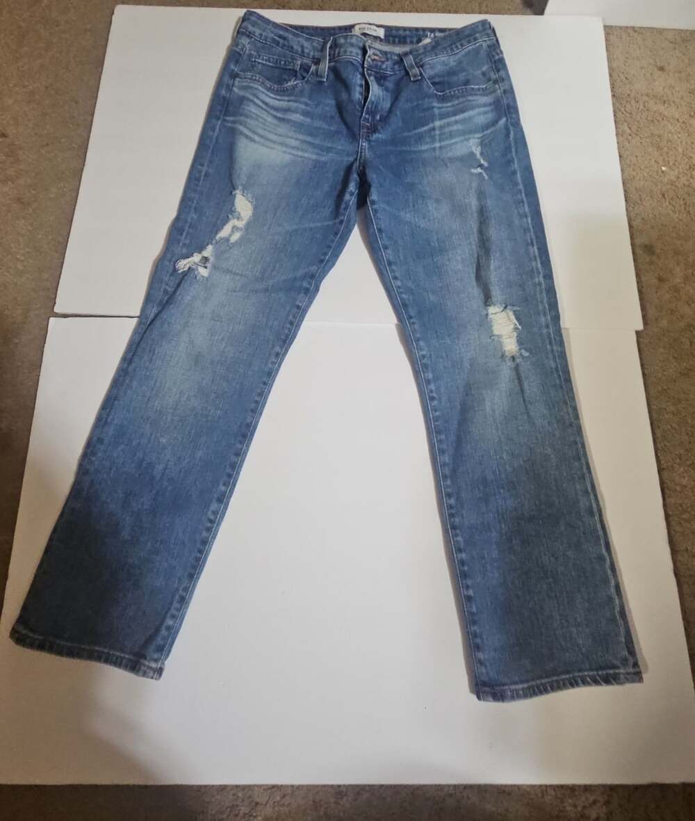 Big Star Kate Crop Straight Jeans Size 29 Medium Wash Distressed
